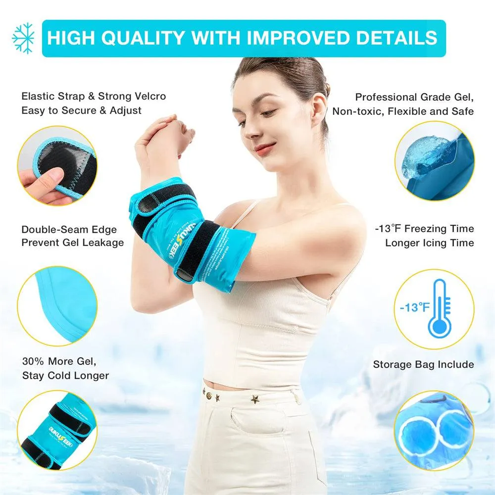 DUKUSEEK Elbow Brace - Reusable Gel Pack for Elbow Hot & Cold Therapy - for Tennis Elbow, Golfers, Tendonitis, Arthritis and Sports Injury