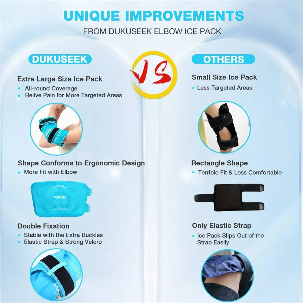 DUKUSEEK Elbow Brace - Reusable Gel Pack for Elbow Hot & Cold Therapy - for Tennis Elbow, Golfers, Tendonitis, Arthritis and Sports Injury