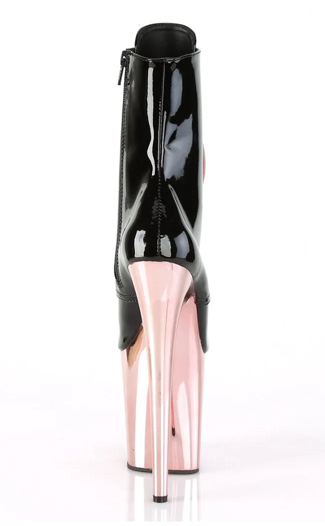 FLAMINGO-1020 Black Patent & Rose Gold Boots