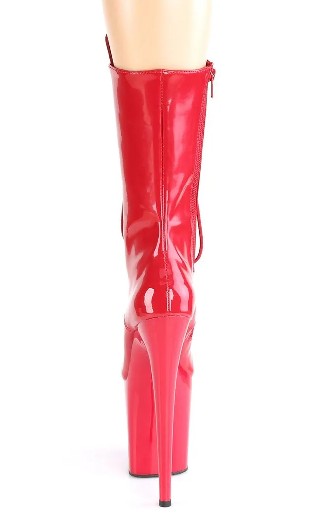 FLAMINGO-1050 Red Patent Mid Calf Boots