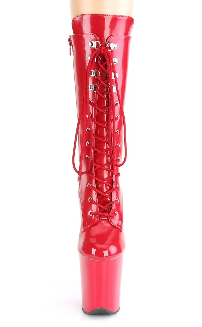 FLAMINGO-1050 Red Patent Mid Calf Boots