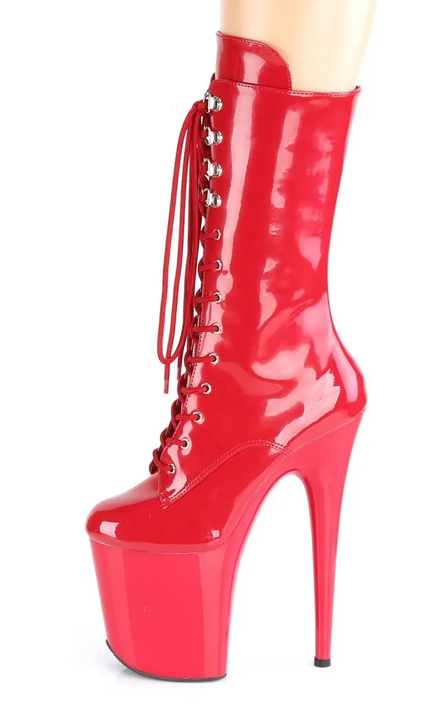 FLAMINGO-1050 Red Patent Mid Calf Boots