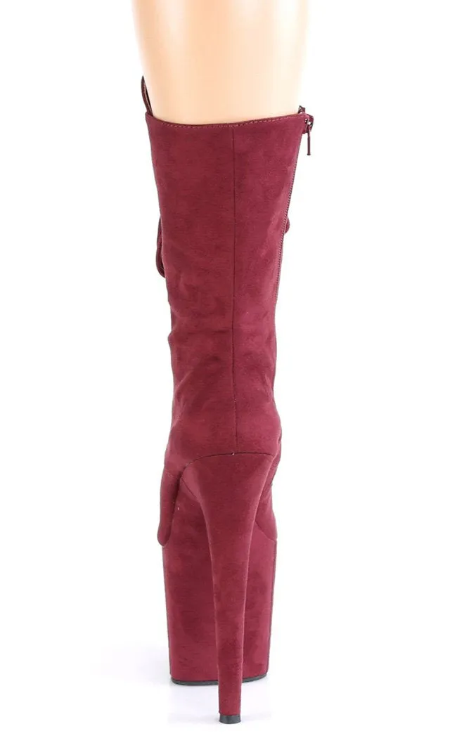 FLAMINGO-1050FS Burgundy Suede Mid Calf Boots