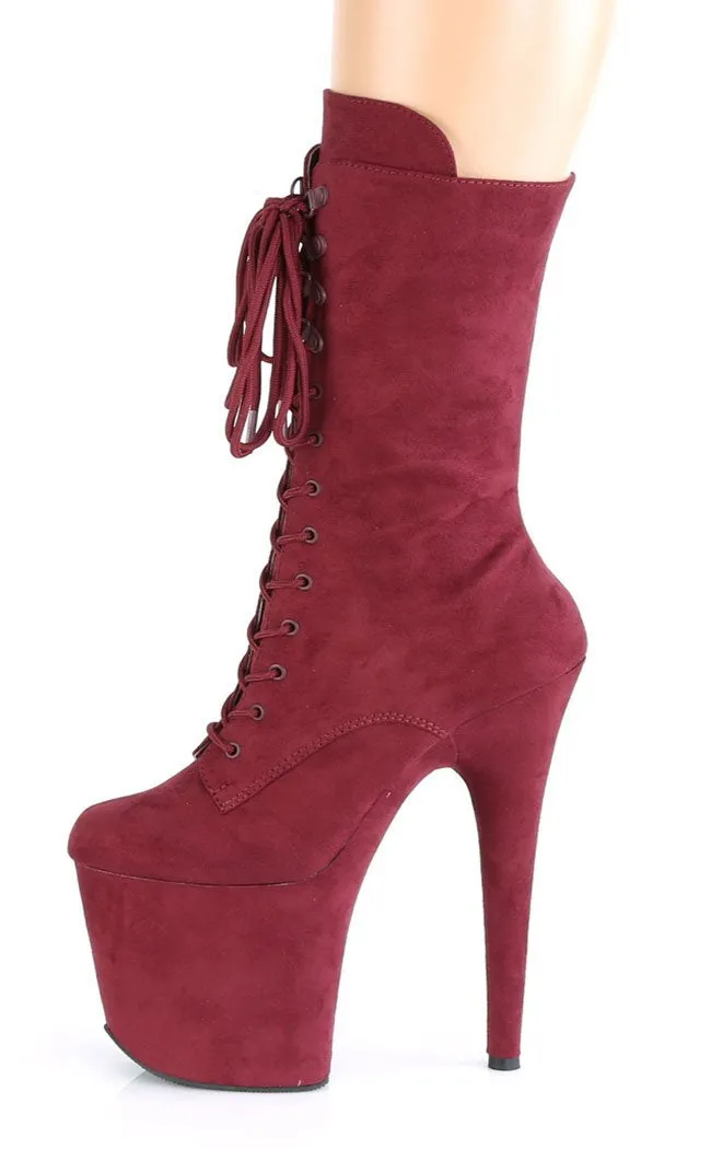 FLAMINGO-1050FS Burgundy Suede Mid Calf Boots