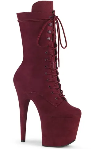 FLAMINGO-1050FS Burgundy Suede Mid Calf Boots