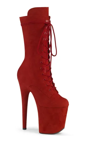 FLAMINGO-1050FS Red Suede Mid Calf Boots