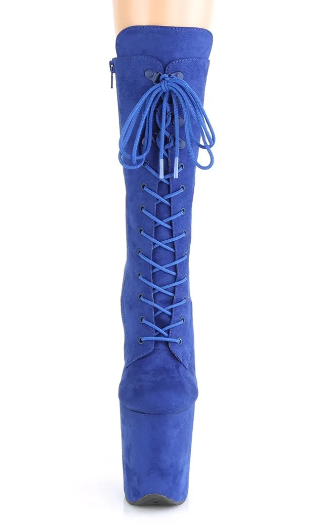 FLAMINGO-1050FS Royal Blue Suede Mid Calf Boots