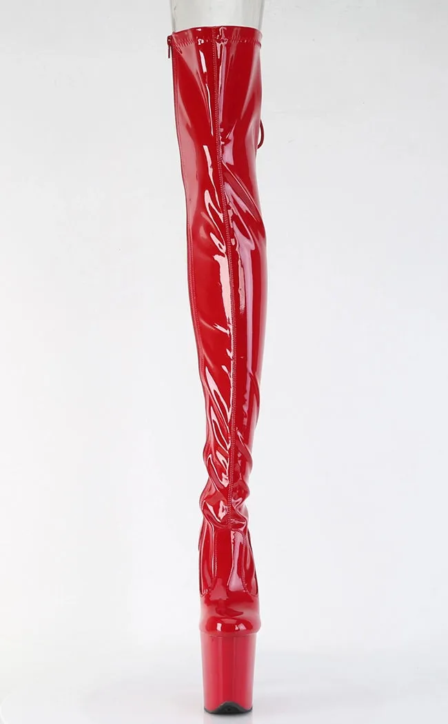 FLAMINGO-3850 Red Patent Thigh High Boots