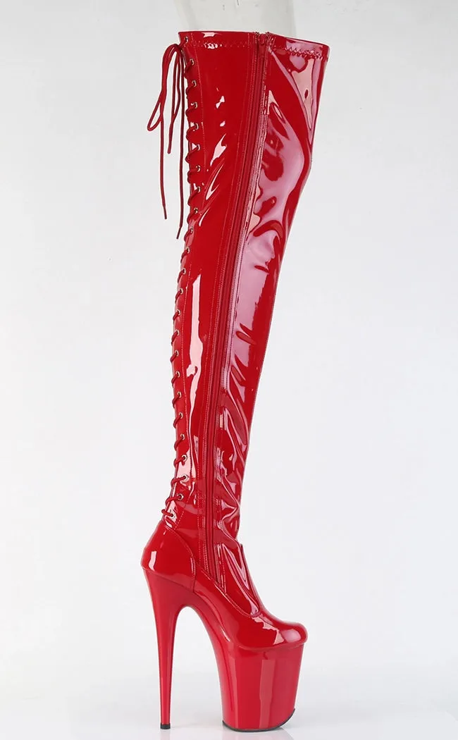 FLAMINGO-3850 Red Patent Thigh High Boots