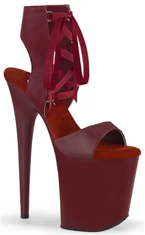 FLAMINGO-800-14 Burgundy Peeptoe Platform Heels