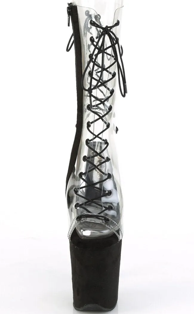 FLAMINGO-800-60 Clear Lace Up Platform Boots