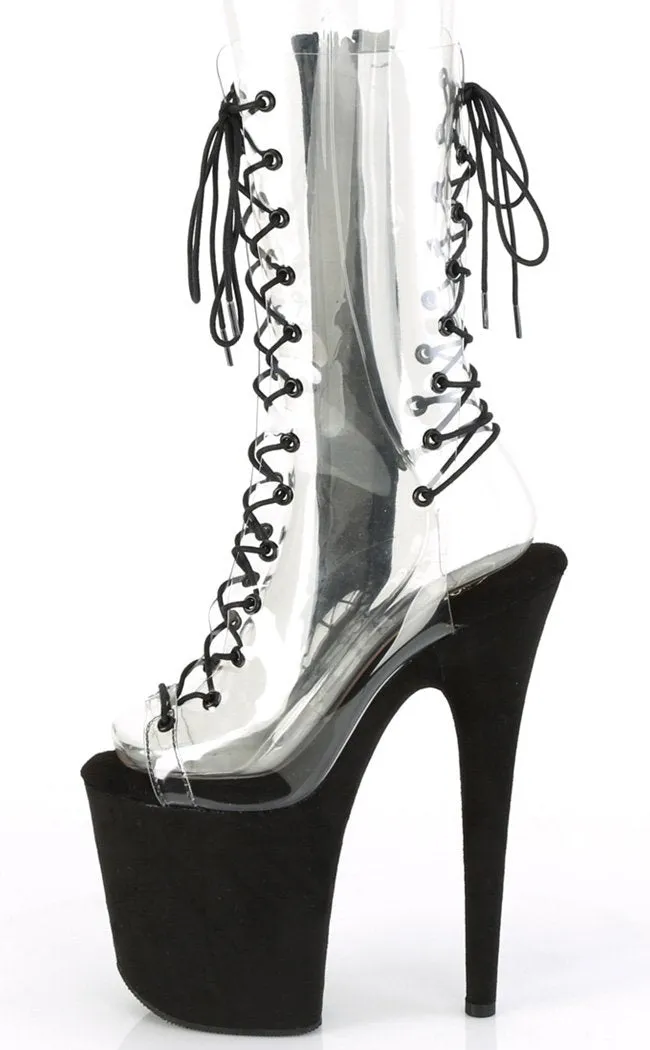 FLAMINGO-800-60 Clear Lace Up Platform Boots