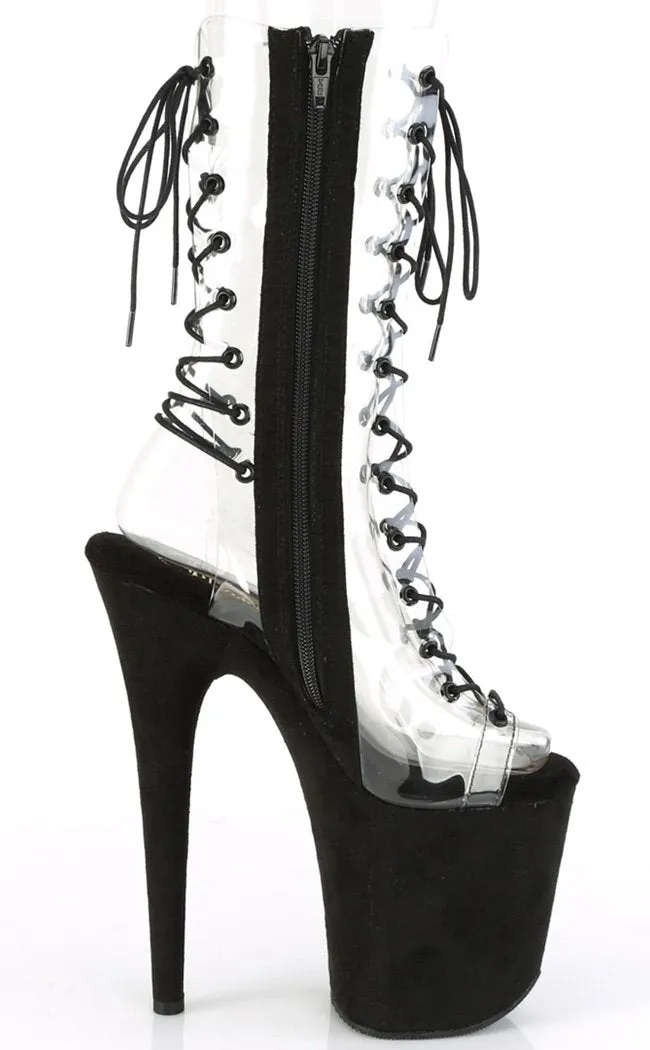 FLAMINGO-800-60 Clear Lace Up Platform Boots