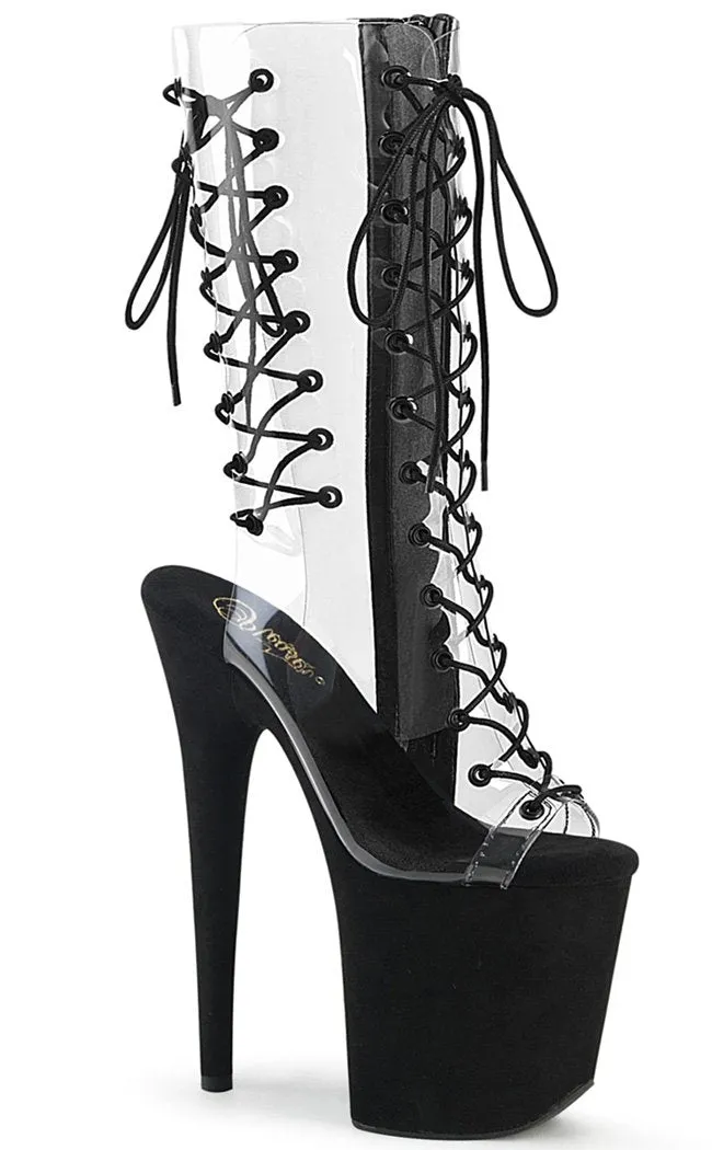 FLAMINGO-800-60 Clear Lace Up Platform Boots