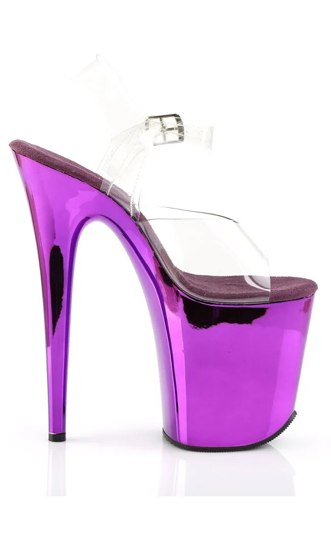 FLAMINGO-808 Clear & Purple Platform Heels