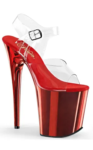 FLAMINGO-808 Clear & Red Platform Heels [In Stock]