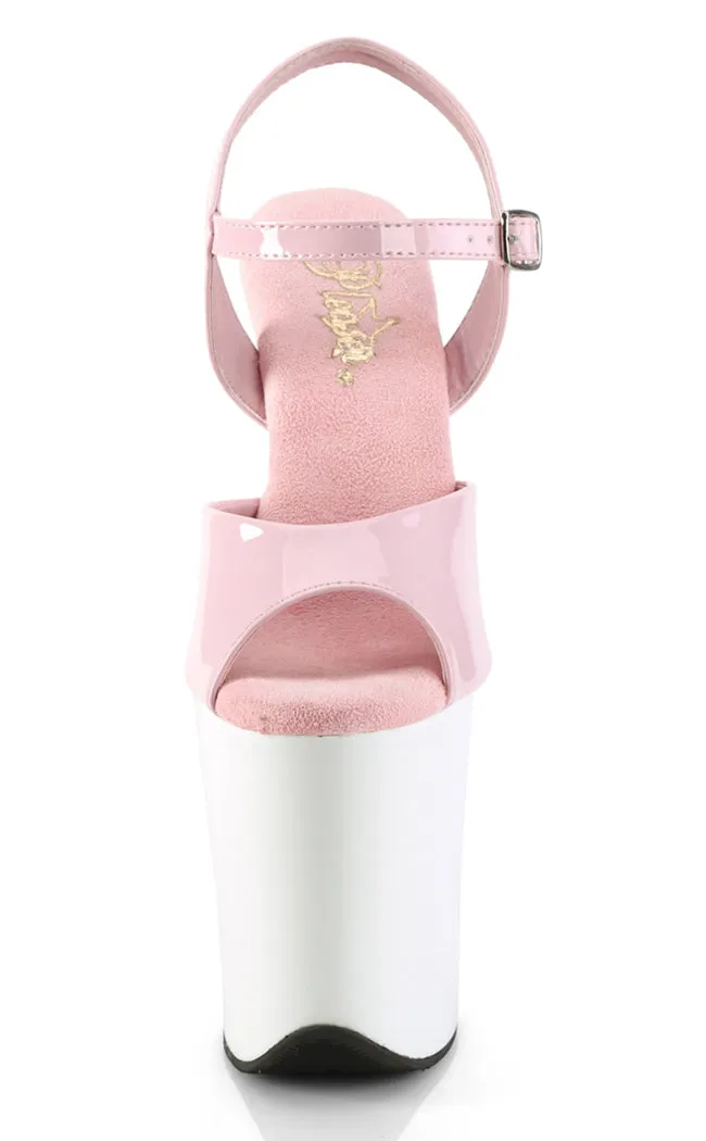 FLAMINGO-809 Baby Pink & White Patent Platform Heels