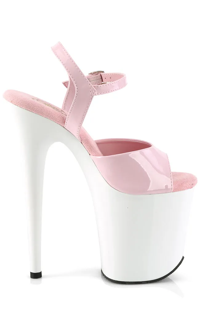 FLAMINGO-809 Baby Pink & White Patent Platform Heels