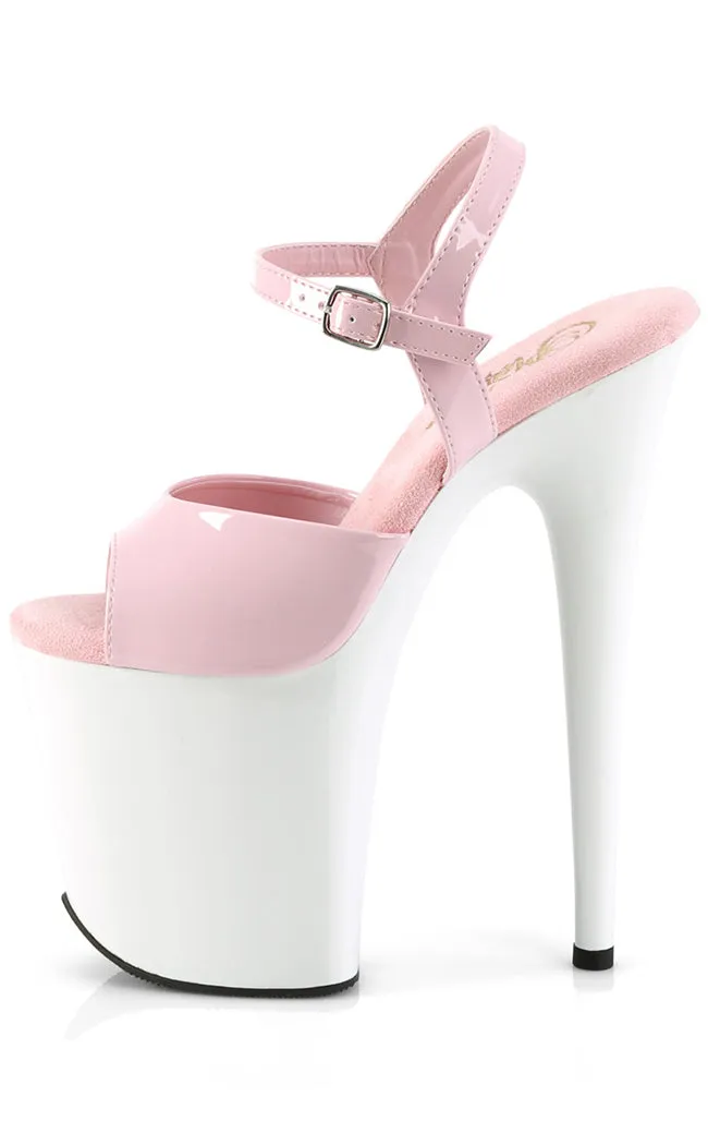 FLAMINGO-809 Baby Pink & White Patent Platform Heels