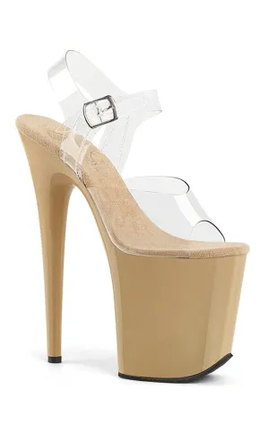 FLAMINGO-809 Clear & Beige Platform Heels