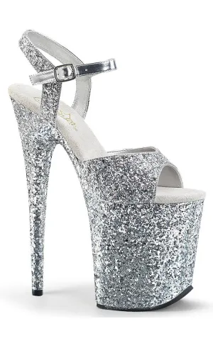 FLAMINGO-810LG Silver Glitter Platform Heels