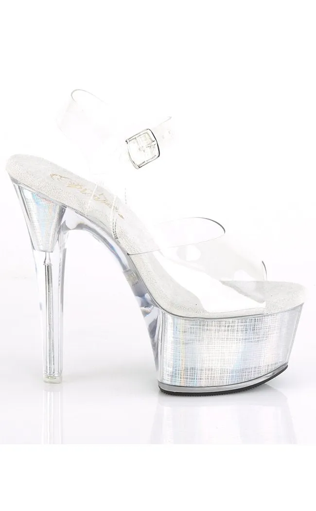 FLASHDANCE-608CH Clear Light Up Platform Heels