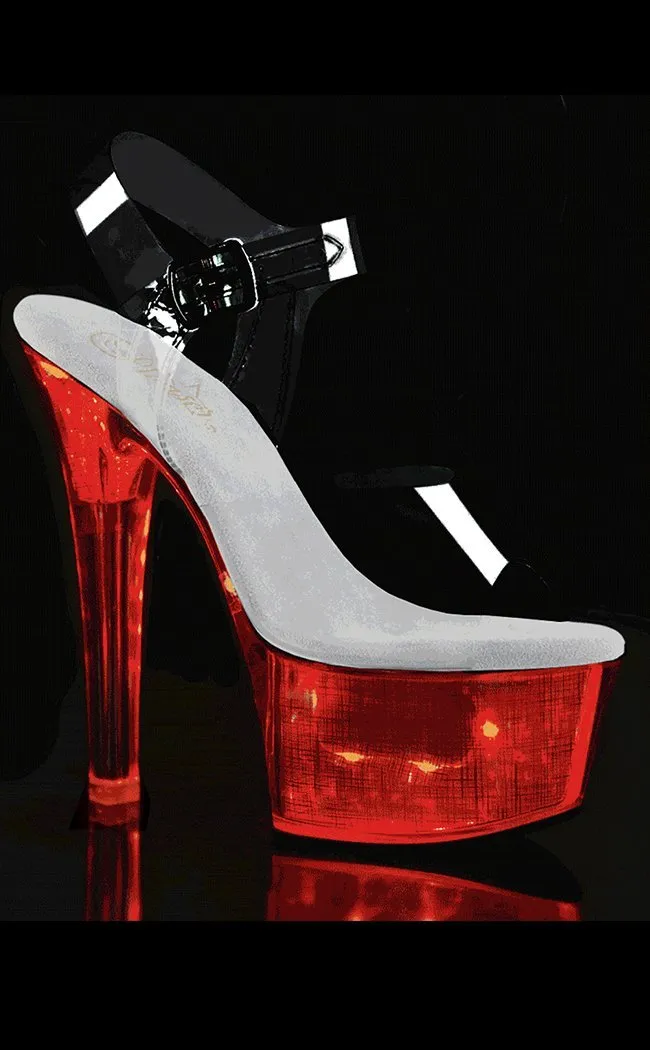 FLASHDANCE-608CH Clear Light Up Platform Heels