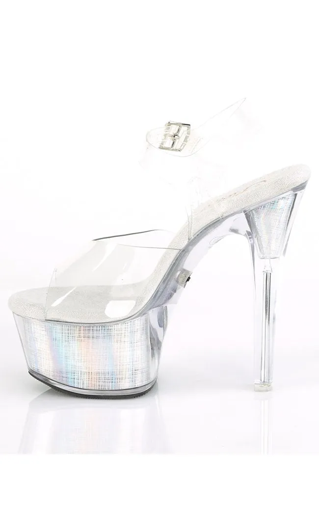 FLASHDANCE-608CH Clear Light Up Platform Heels