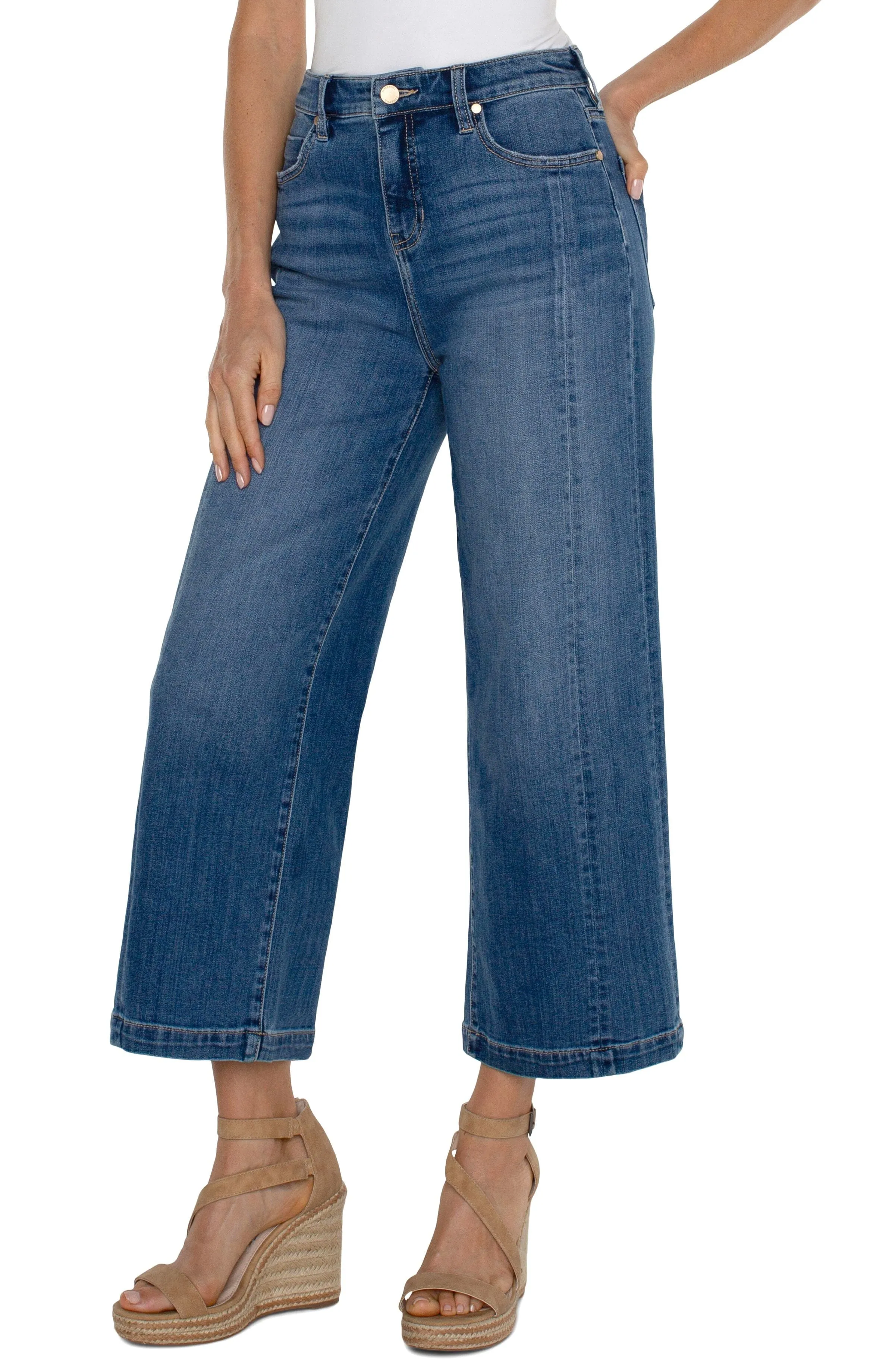 FRONT SEAM HIGH RISE WIDE LEG JEAN