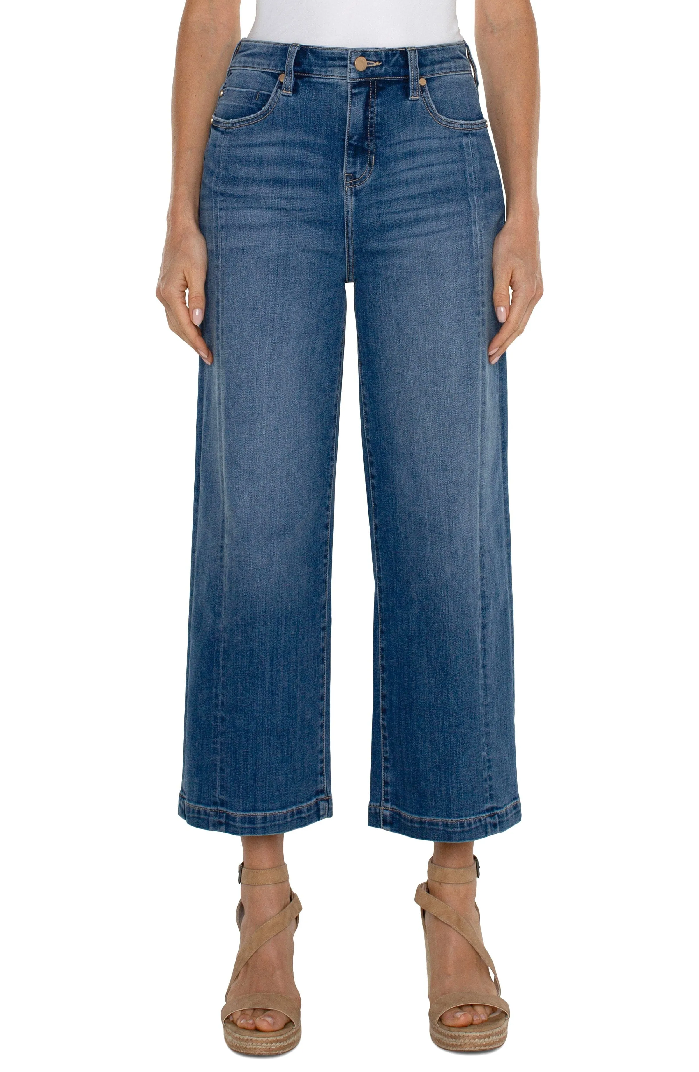 FRONT SEAM HIGH RISE WIDE LEG JEAN