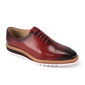 Giovanni Burgundy Men's Oxford Lace-up Leather Shoes Rubber Sole