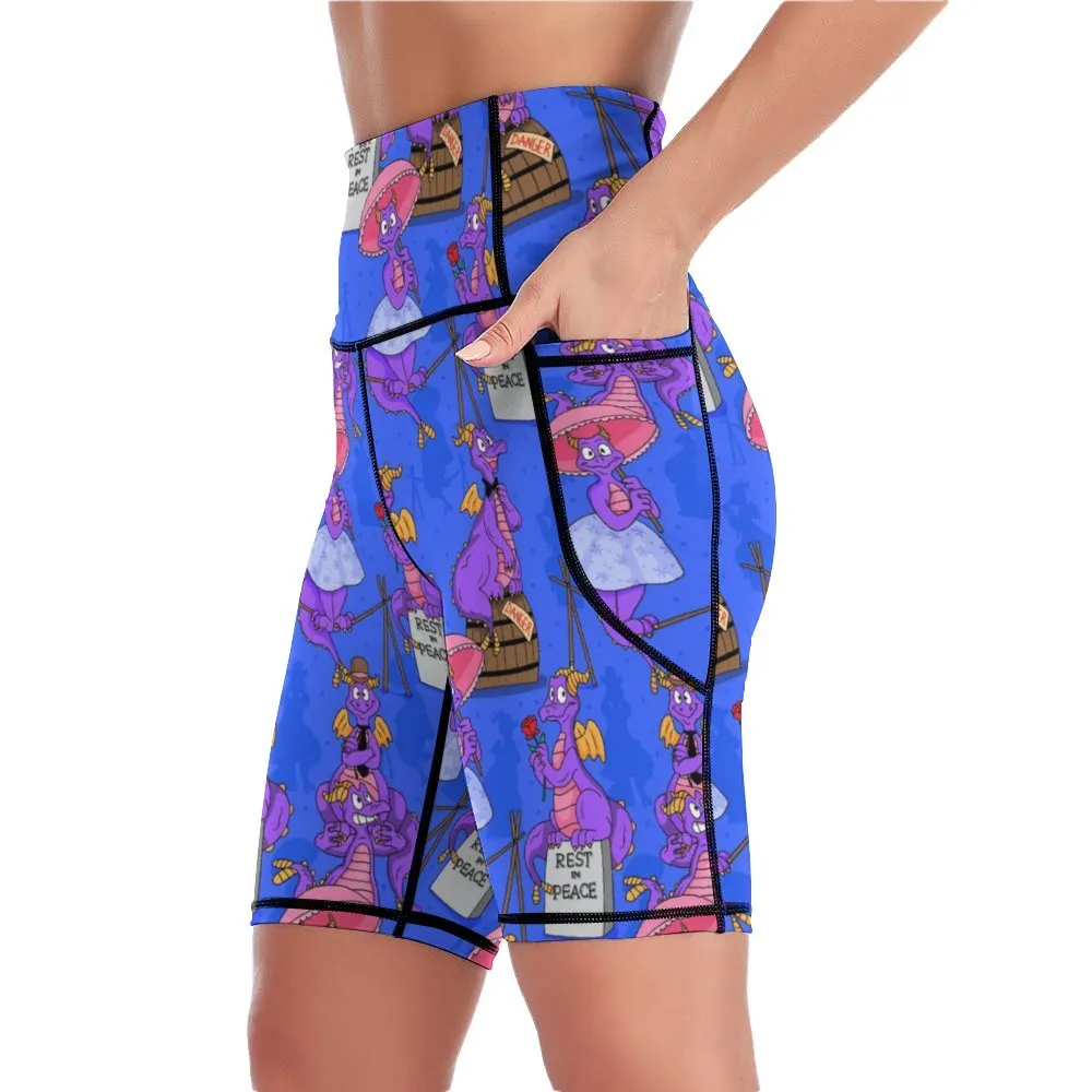 Haunted Mansion Figment Women's Knee Length Athletic Yoga Shorts With Pockets