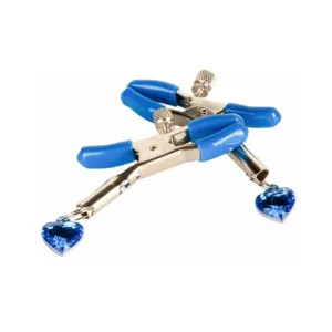 I'll Never Let Go Nipple Clamps Heart Charms Blue