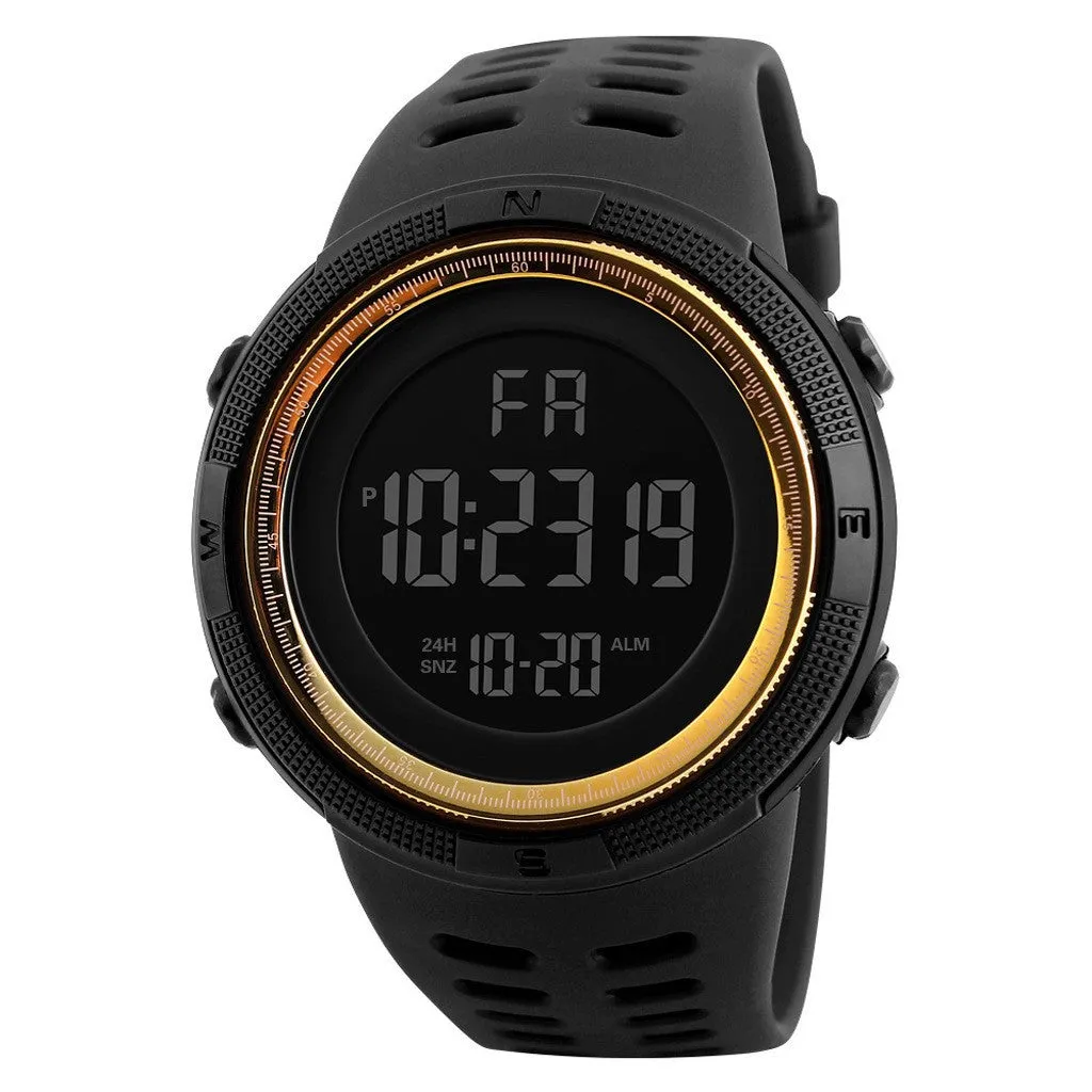 Large Dial Black Screen Cold Light Sports Electronic Watch Adult Men's Multifunctional Waterproof Middle School Student Watch