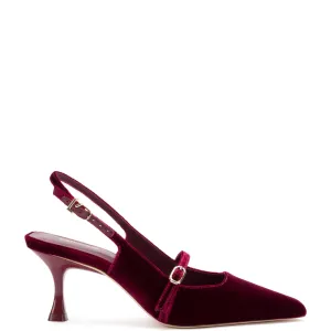 Larroude Ines Pump In Wine Velvet