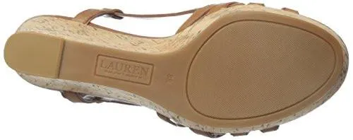 Lauren Ralph Lauren Quaylin Wedge Sandal, Polo Tan Soft Burnished Calf  (Women)