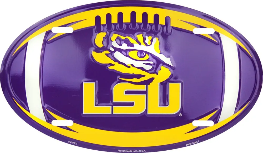 Louisiana State University LSU Tigers Embossed Metal Oval License Plate