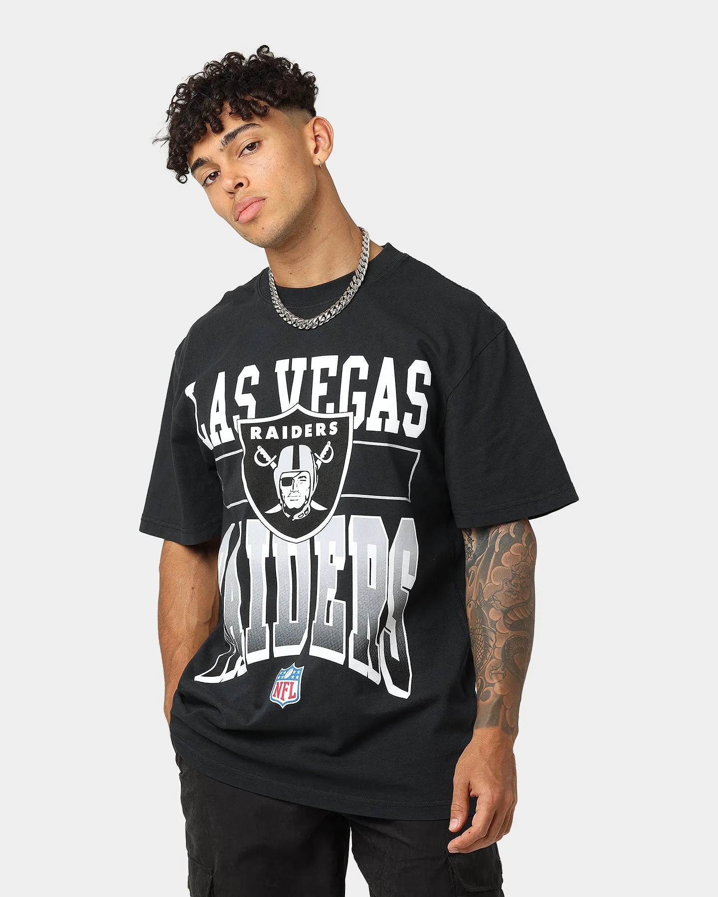 Majestic Athletic Las Vegas Raiders Vintage Sports Graphic T-Shirt Faded Black