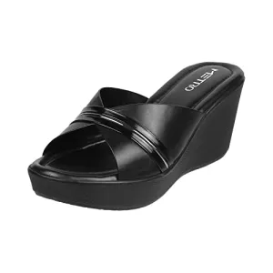 Metro Women Wedge Heel Fashion Slip-on Black UK/6 EU/39 (34-122)