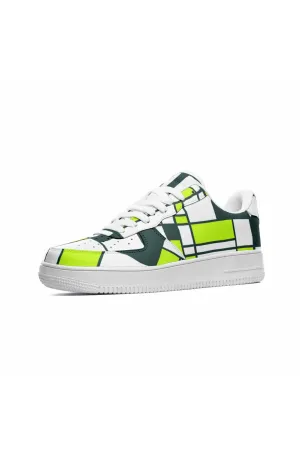 Mondrian Neon Green Unisex Low Top Leather Sneakers