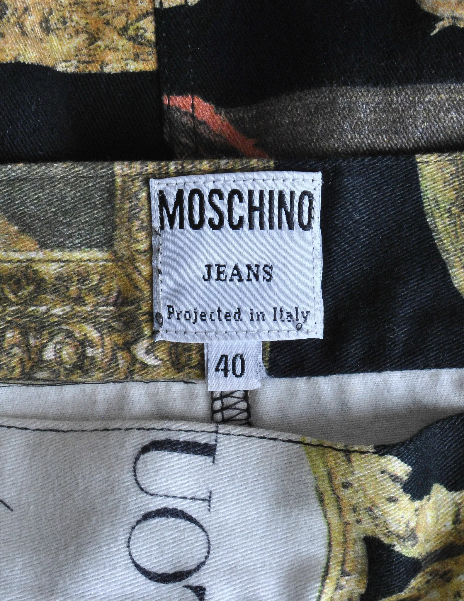 Moschino Vintage Black Picture Frames Print Skirt