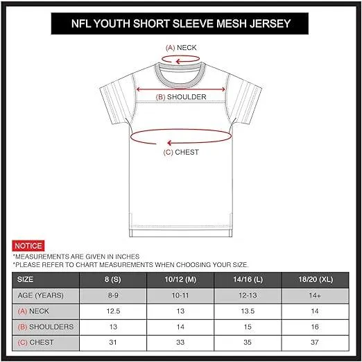 NFL Official Youth Super Soft Game Day Mesh Jersey Shirt|Kansas City Chiefs