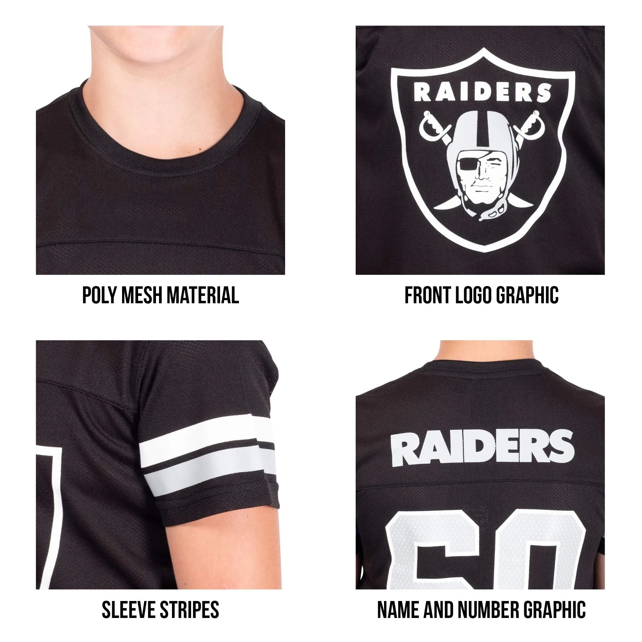 NFL Official Youth Super Soft Game Day Mesh Jersey Shirt|Las Vegas Raiders