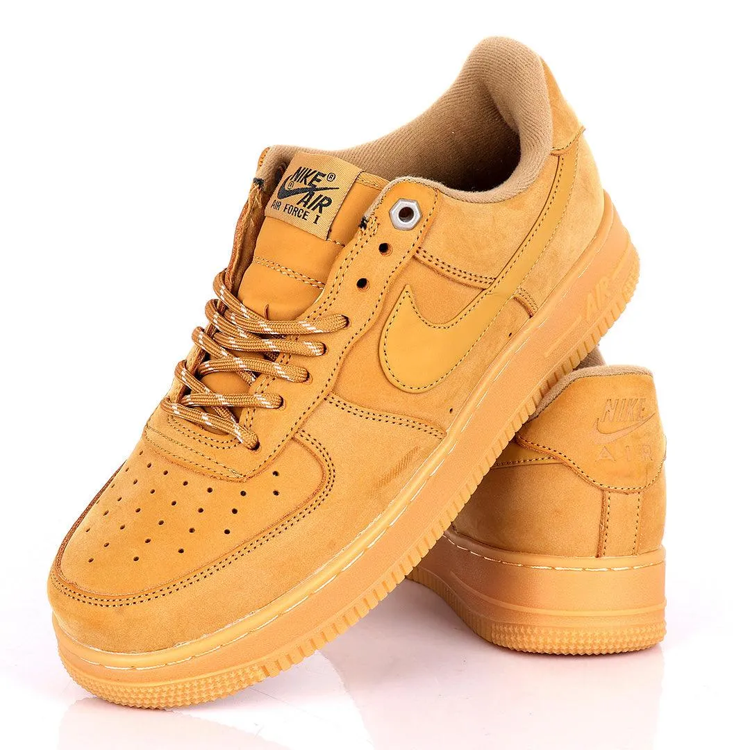 NK Force 1 Flat/Wheat-Gum Light Brown Sneakers