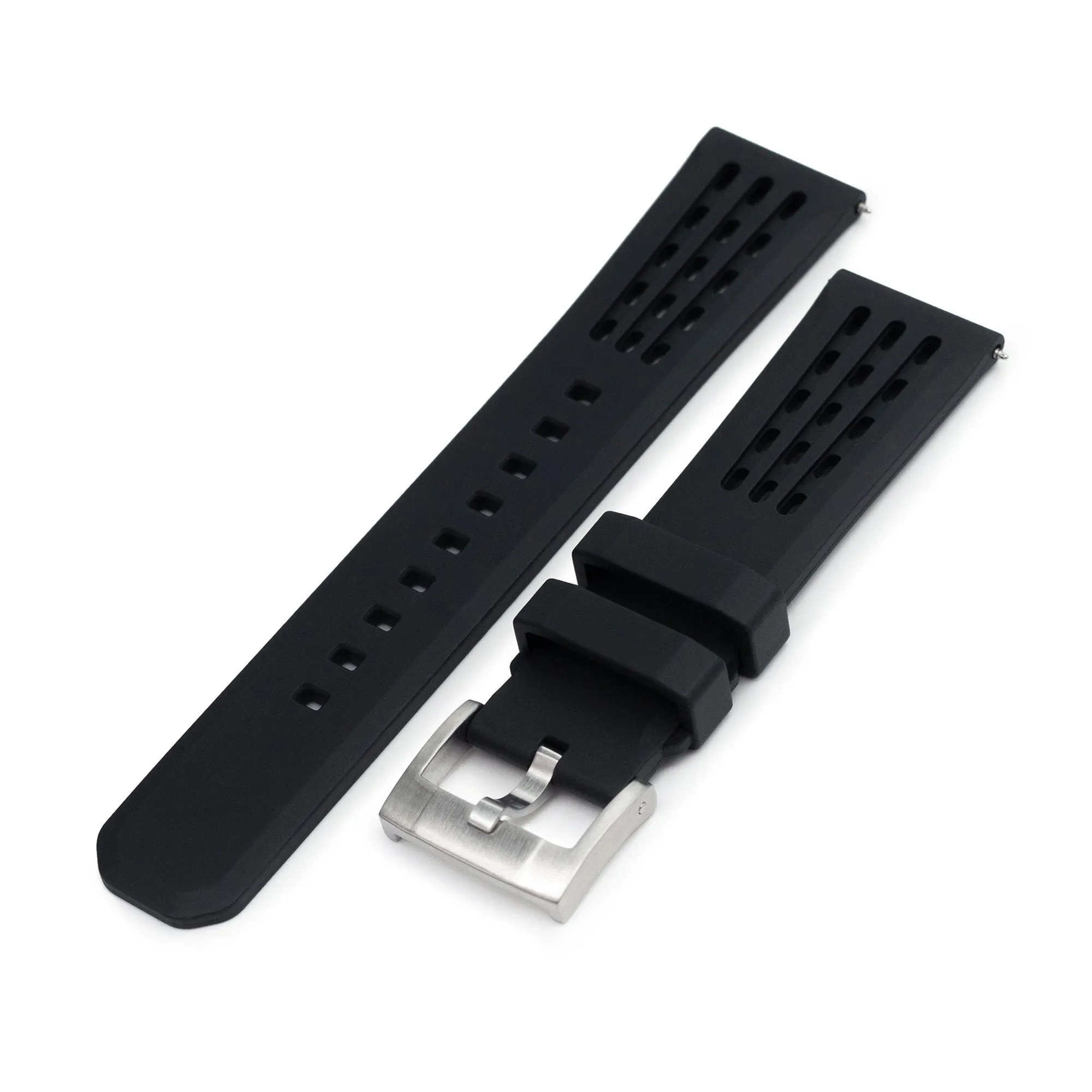 Ocellus Black Quick Release FKM Rubber Sports Watch Strap, 20mm or 22mm