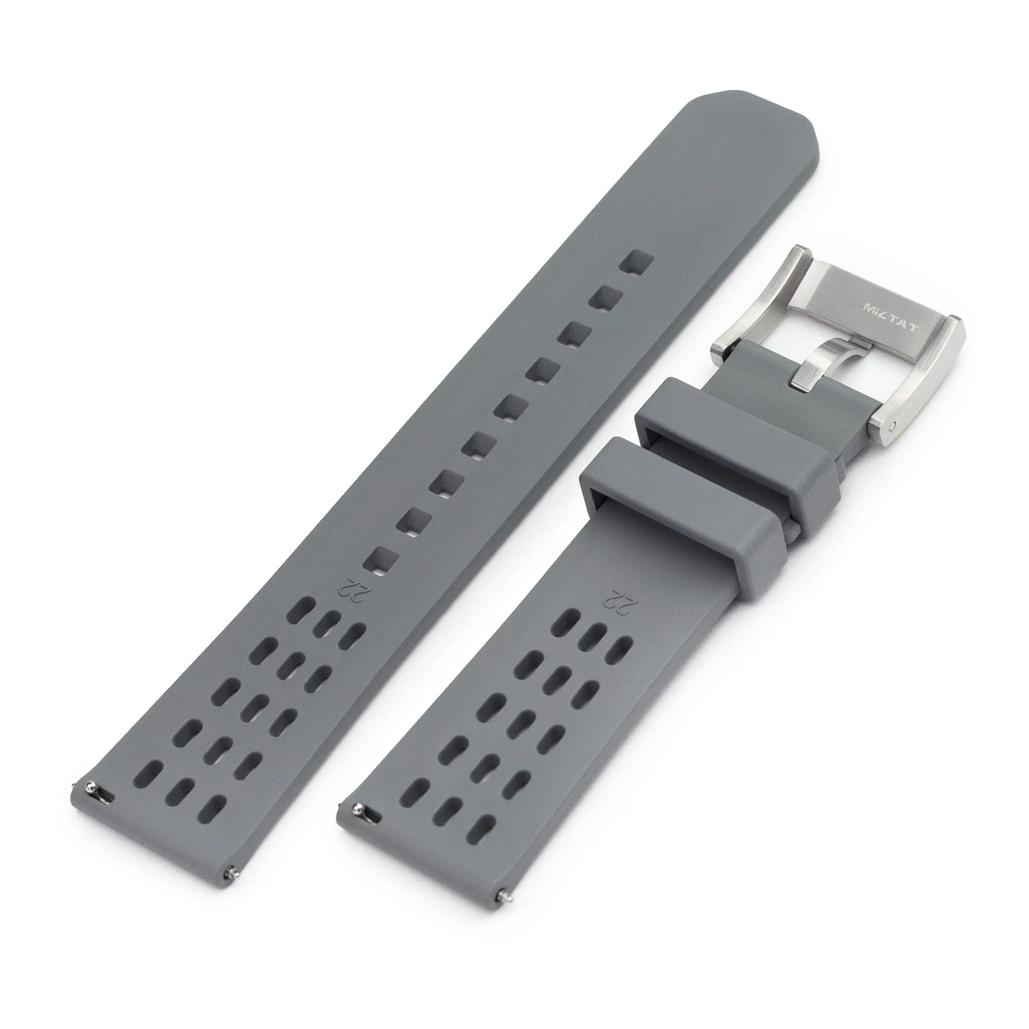 Ocellus Light Grey Quick Release FKM Rubber Sports Watch Strap, 20mm or 22mm