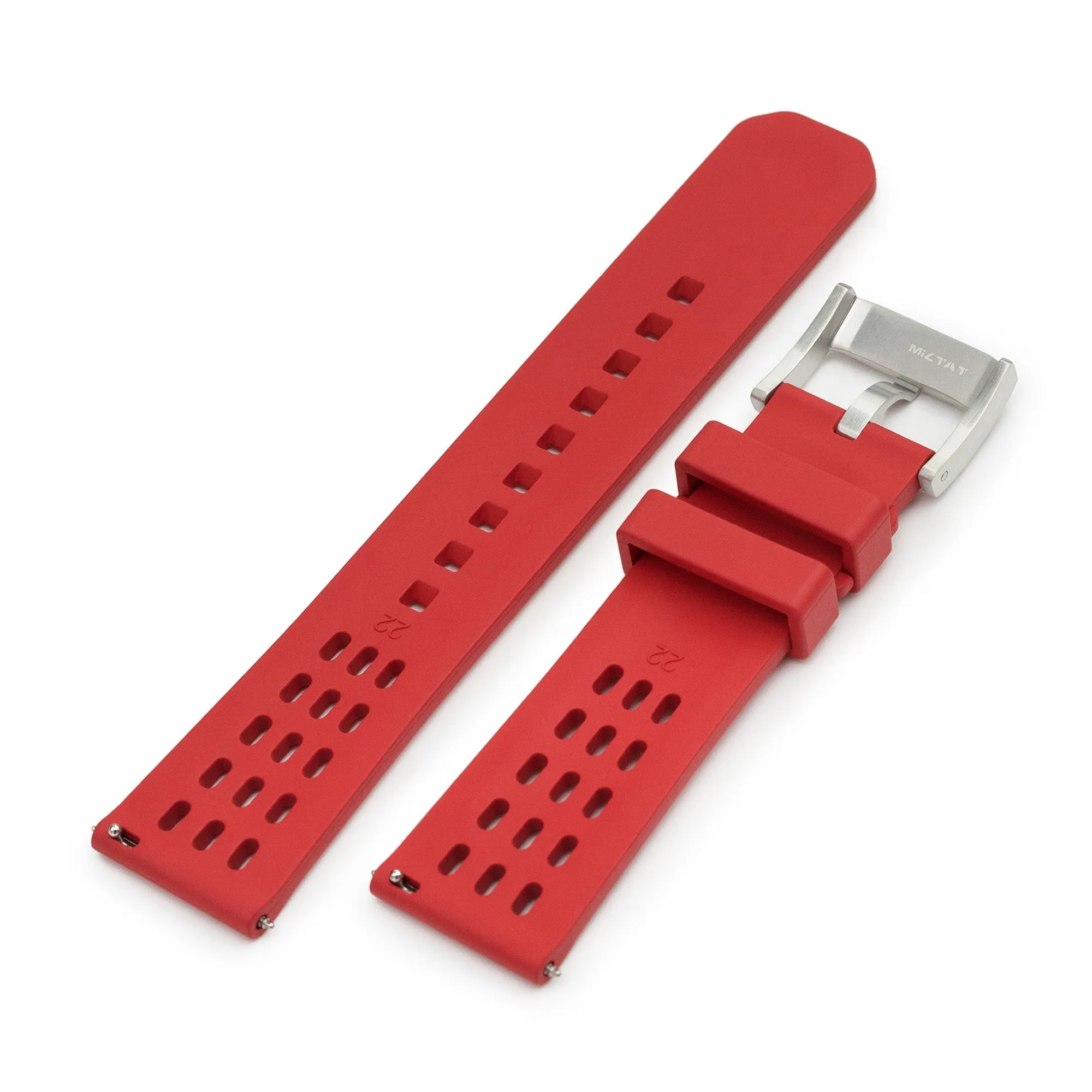 Ocellus Red Quick Release FKM Rubber Sports Watch Strap, 20mm or 22mm