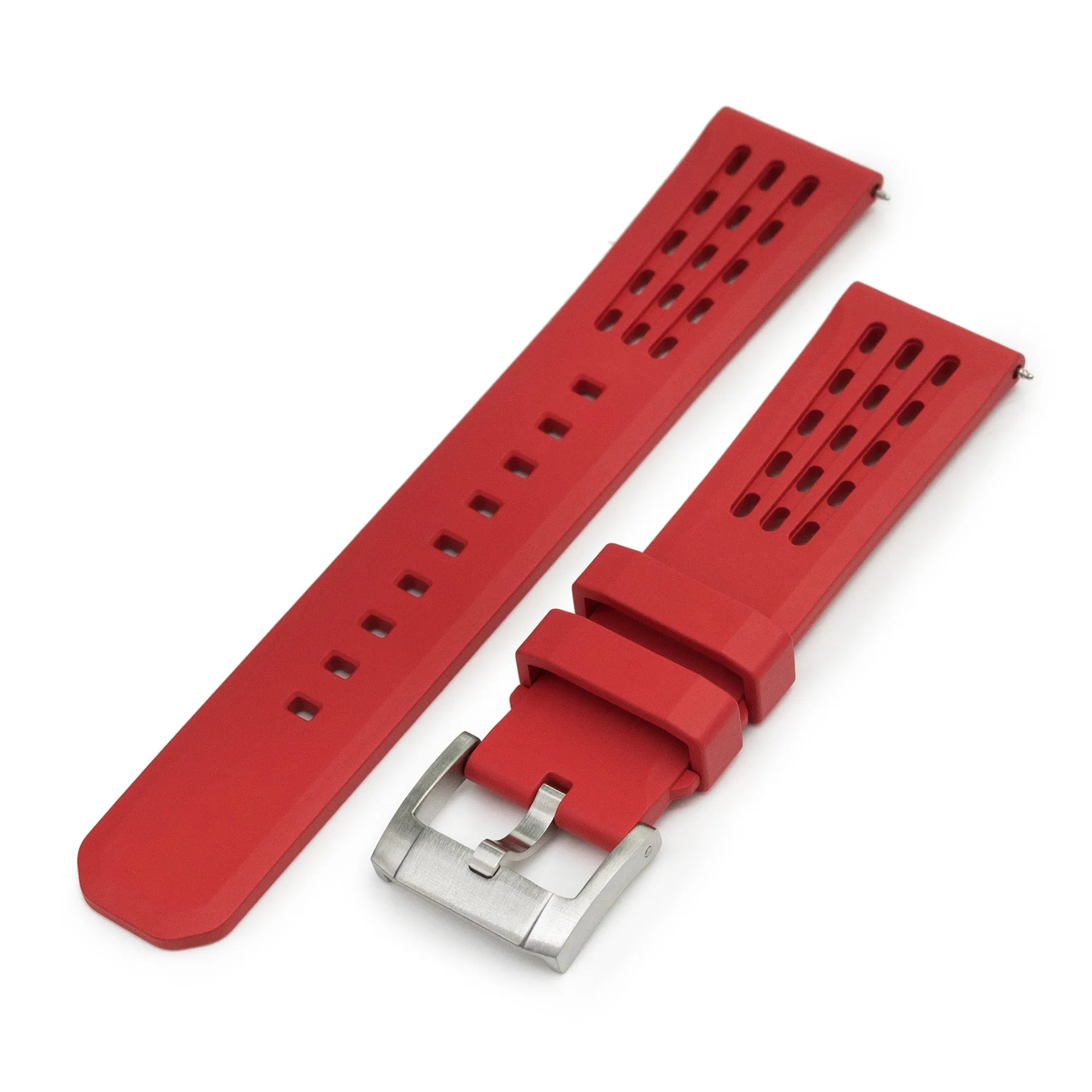 Ocellus Red Quick Release FKM Rubber Sports Watch Strap, 20mm or 22mm