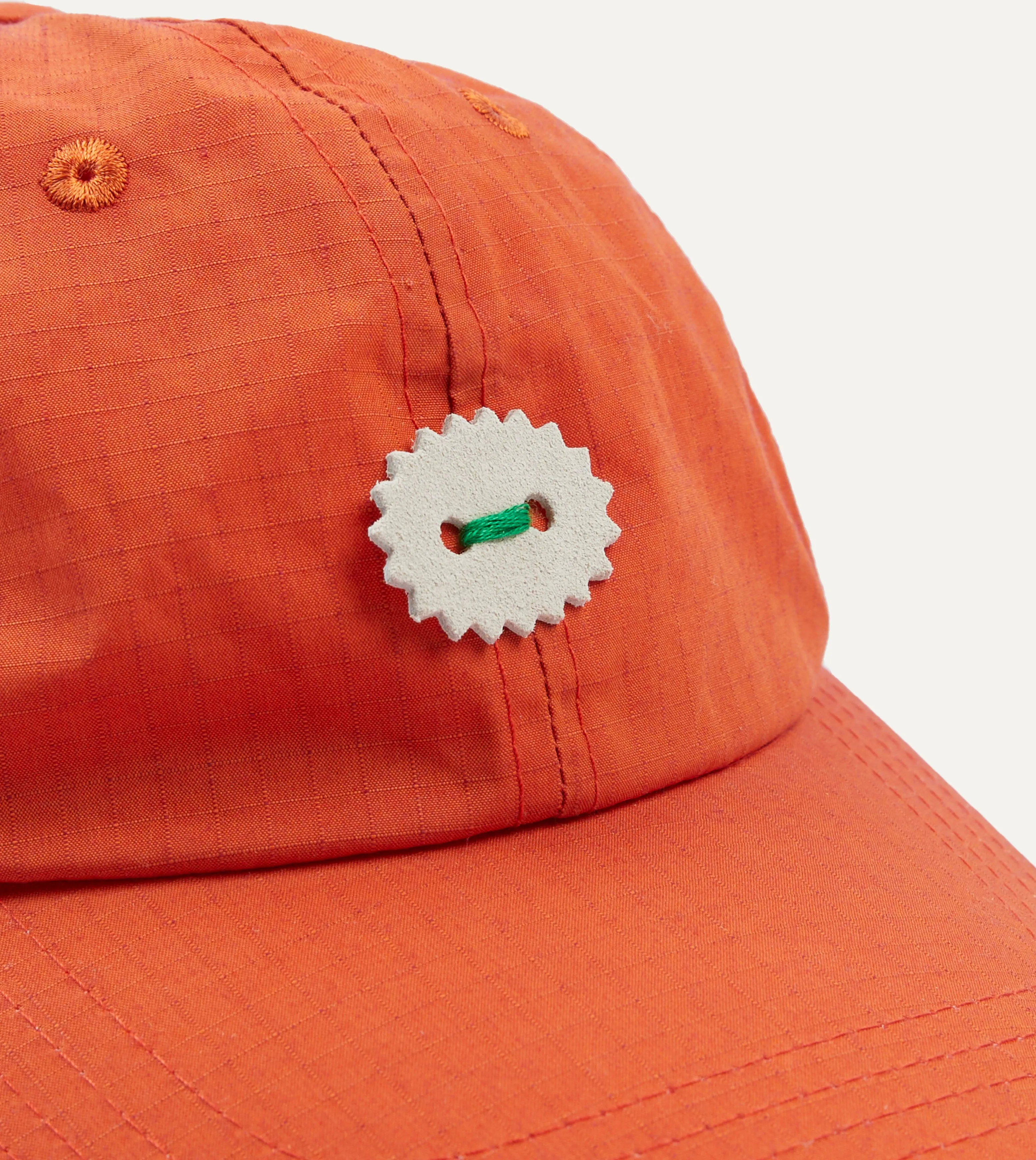 Orange Waxed Ripstop Cotton Baseball Cap