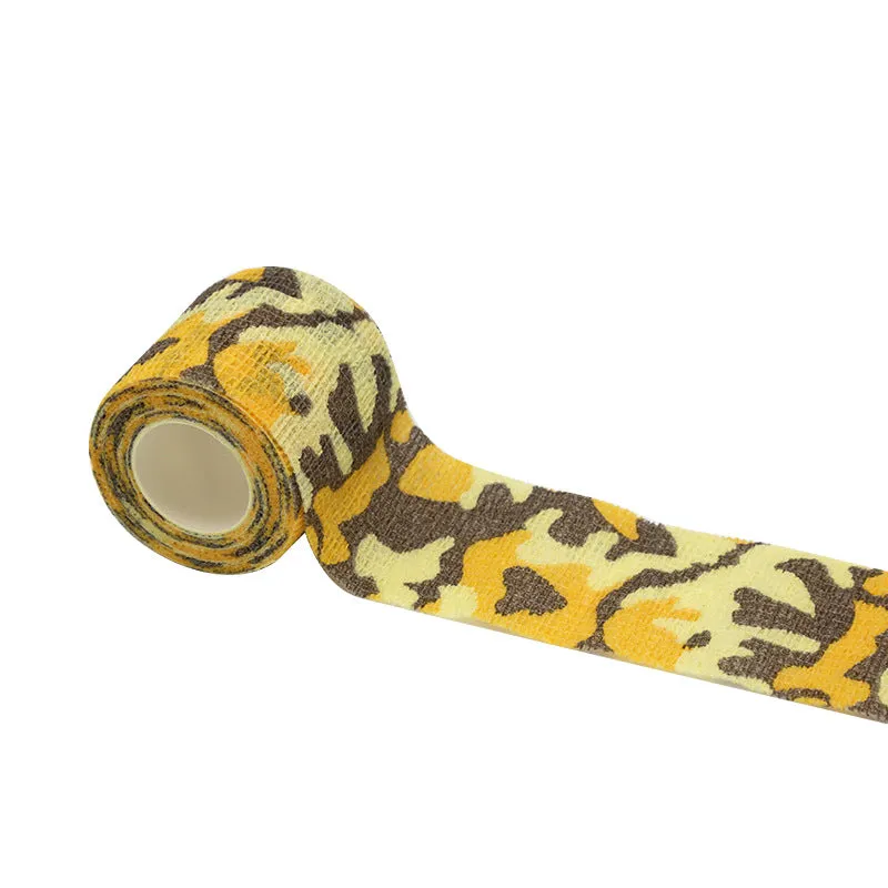 Outdoor Camo Stretch Bandage Camouflage Tape Cling Camouflage Self-adhesive Bandage Non-Slip Sweat-Absorbent Slingshot Accessories Non-Woven Tape